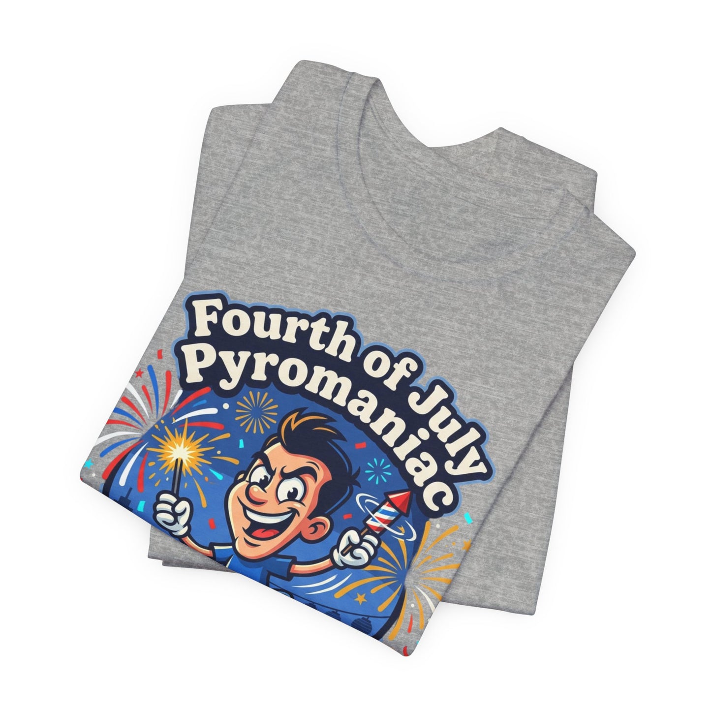 Pyromaniac Fireworks Tee, 4th of July Americana, vintage red white blue