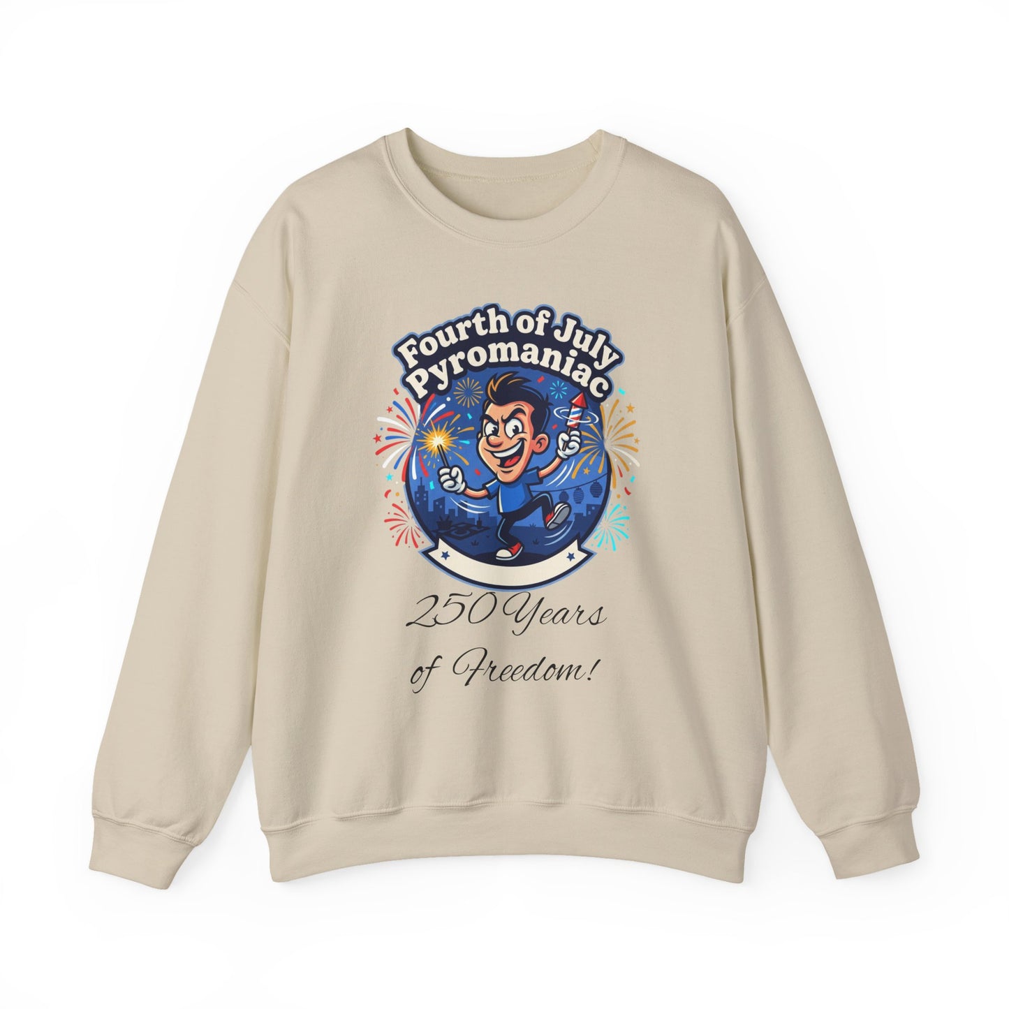 Pyromaniac Retro Fireworks Crewneck Sweatshirt | vintage USA, red white blue