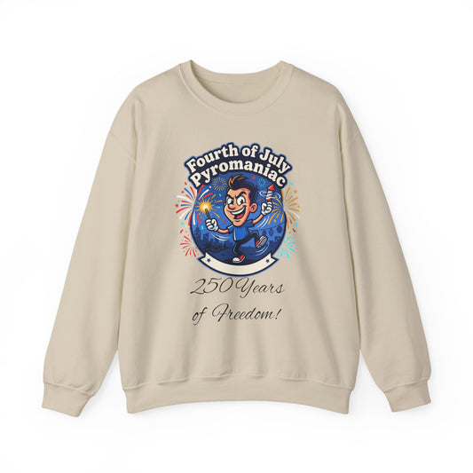 Pyromaniac Retro Fireworks Crewneck Sweatshirt | vintage USA, red white blue