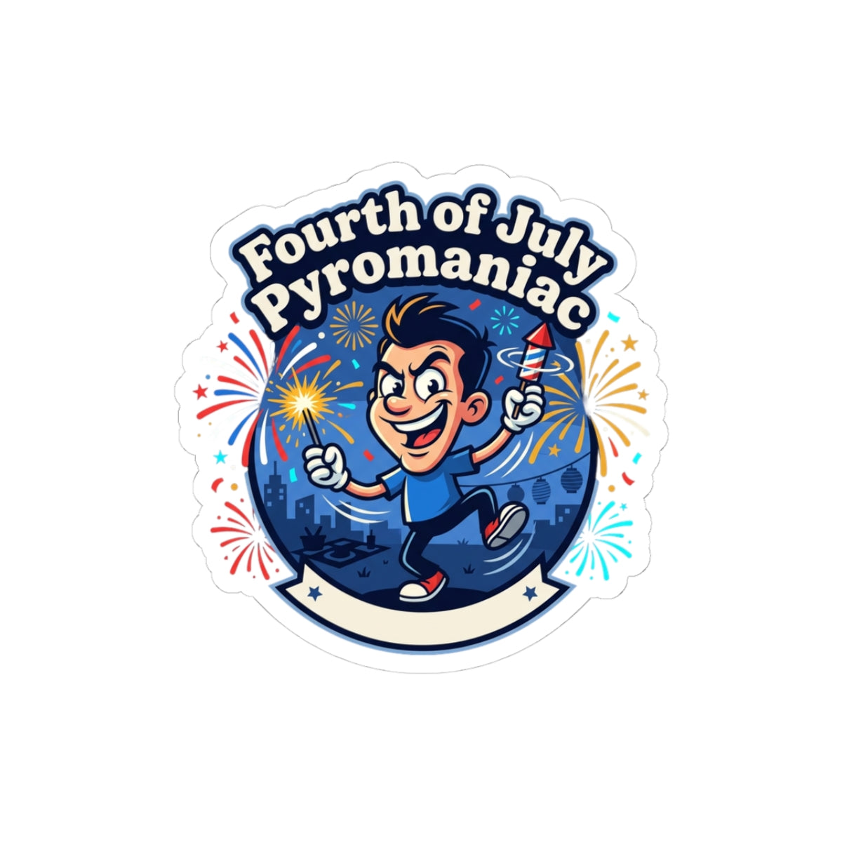 Fourth of July Pyromaniac Sticker | vintage Americana, red white blue