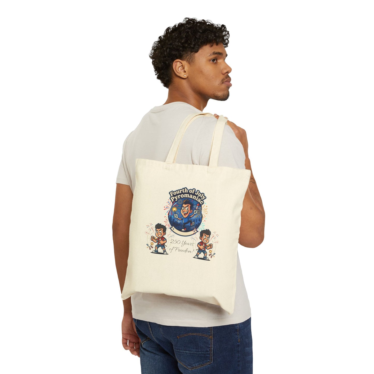 Vintage Americana Tote, 4th of July red white blue canvas | coastal parade